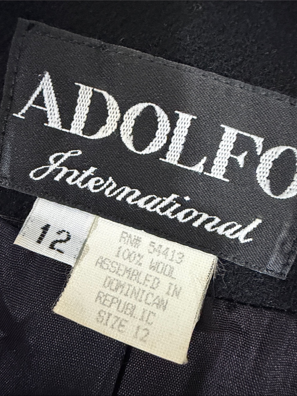 Vintage Adolfo International Black Wool Blazer Gold Button Career Jacket 12 - Picture 4 of 8